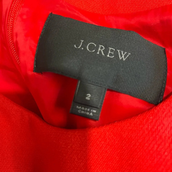 J CREW Double Zip Shift Dress Red Gold Zipper 3/4 Sleeve Sheath Sz 2 - Picture 7 of 9